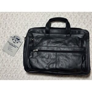 Leather attache briefcase Expandable messenger bag with shoulder strap NEW W Tag